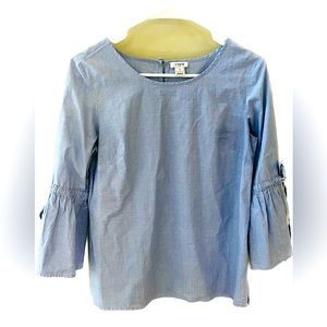 J Crew Women’s Blouse Bell Sleeves Blue Size XS
